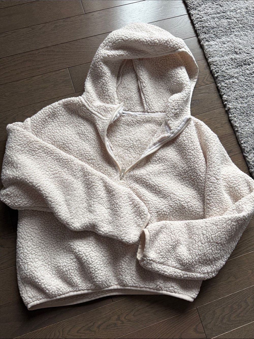 Bluenotes Cream Sherpa Half-Zip Hoodie Sweater